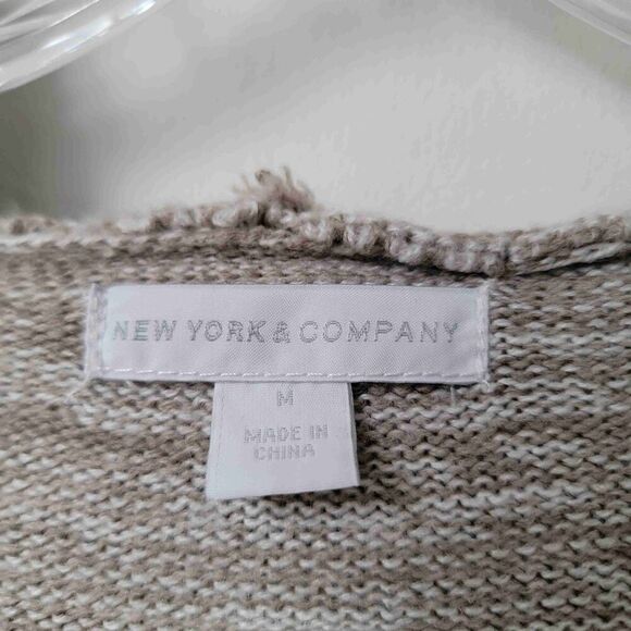 New York & Company Hooded Striped Open Front Cardigan Womens Size Medium - Picture 3 of 8